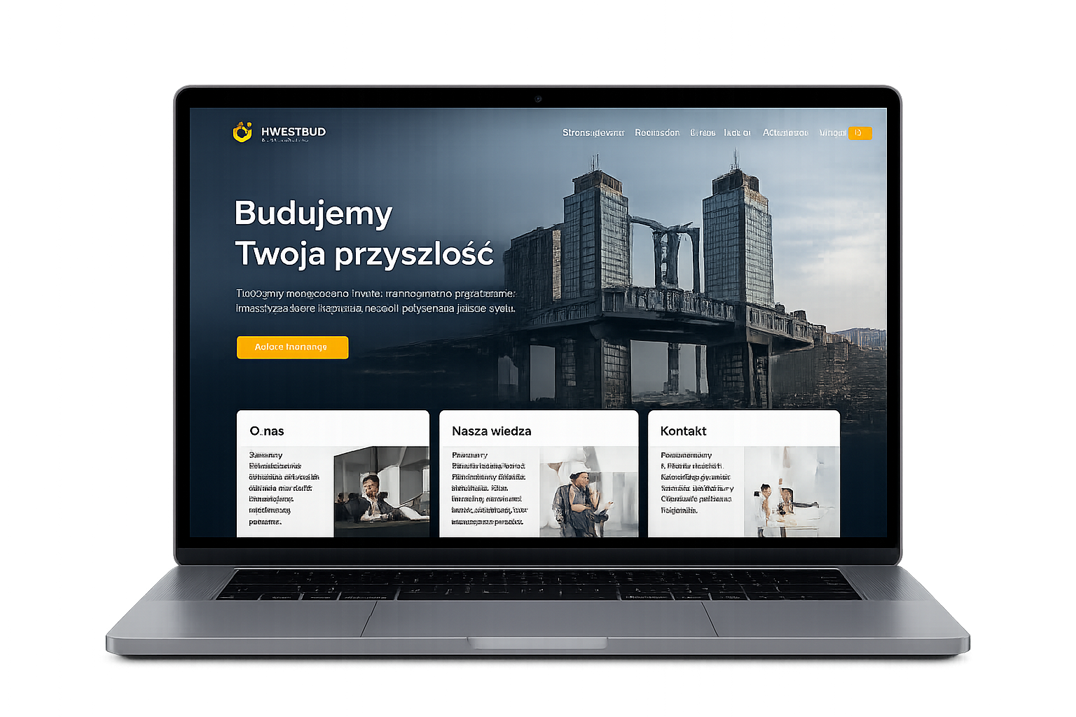 Przykład strony internetowej na laptopie