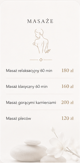 Cennik masaże